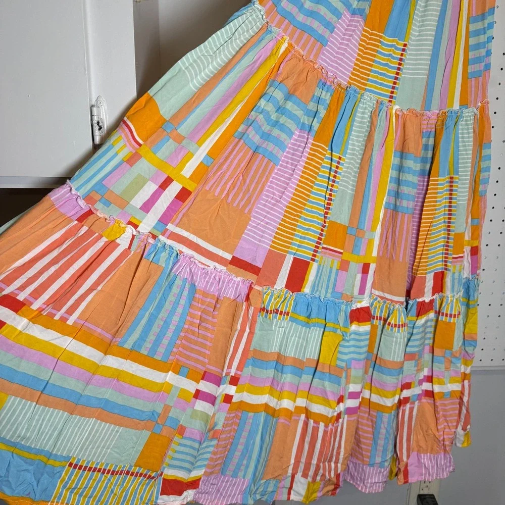 Abel The Label Smocked Maxi Dress Women's Small Multicolor Patchwork Party‎ - Picture 6 of 13